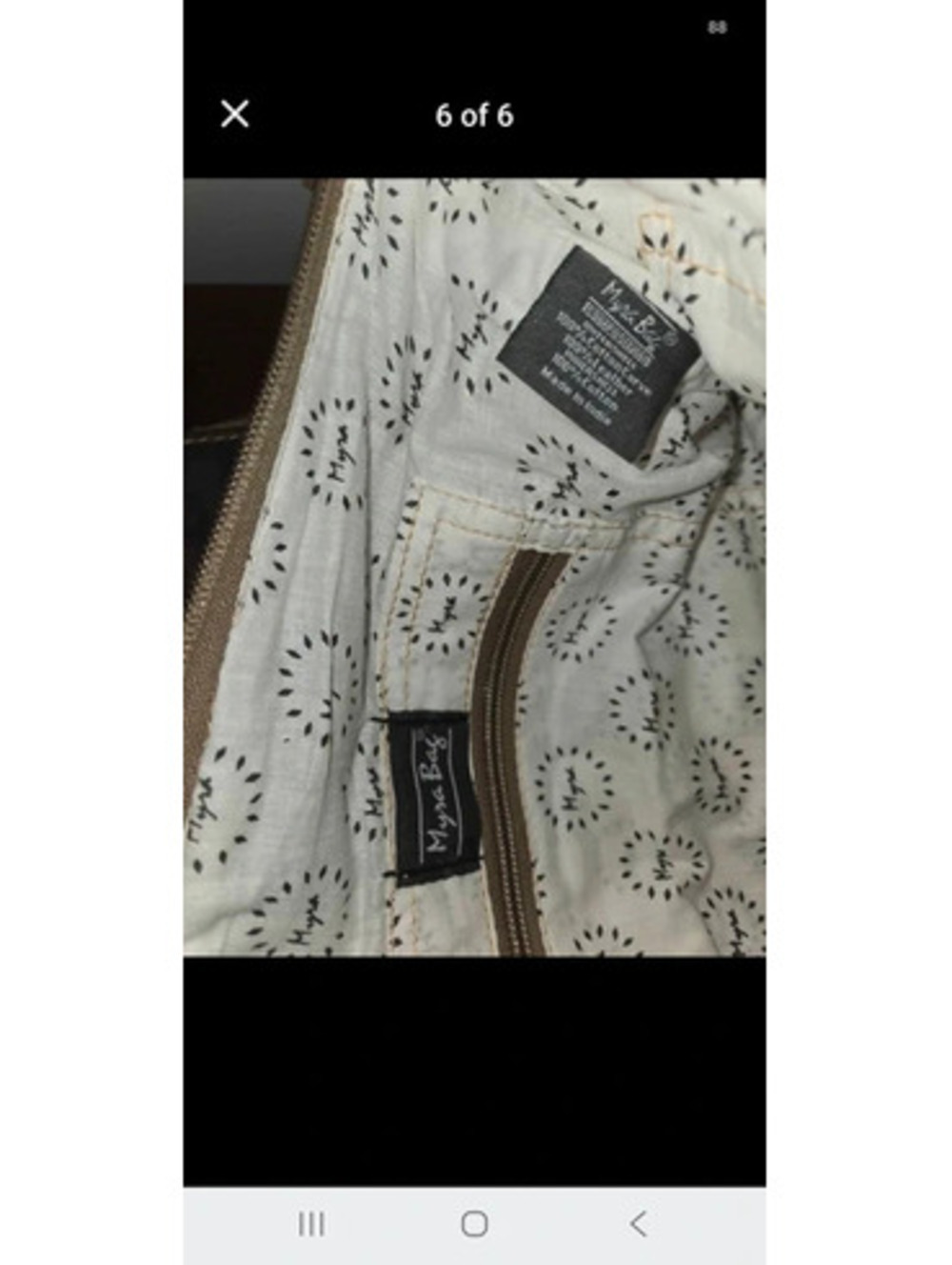 Myra "Seeds of Love" upcycled canvas and leather crossbody bag - Picture 2 of 3